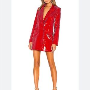 h:ours Red Sequin Mini Blazer Dress